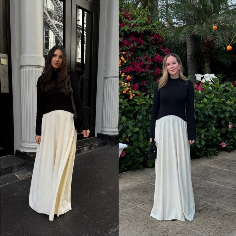 NWT Solid & Striped Solgio Sofia Richie Grainge Ecru / Noir Draped Maxi Gown - Picture 4 of 13